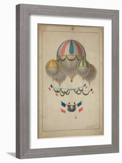 Balloons Carrying Two Men-null-Framed Giclee Print