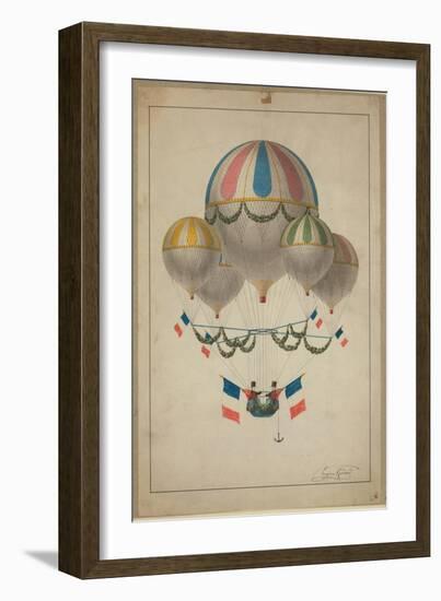 Balloons Carrying Two Men-null-Framed Giclee Print
