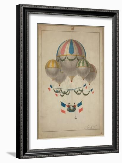 Balloons Carrying Two Men-null-Framed Giclee Print