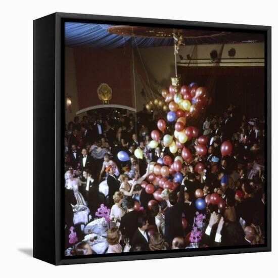 Balloons Dropping on Guests During New Year's Eve Celebration at Palace Hotel-Loomis Dean-Framed Premier Image Canvas