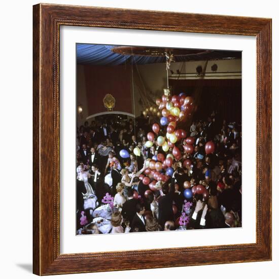 Balloons Dropping on Guests During New Year's Eve Celebration at Palace Hotel-Loomis Dean-Framed Photographic Print