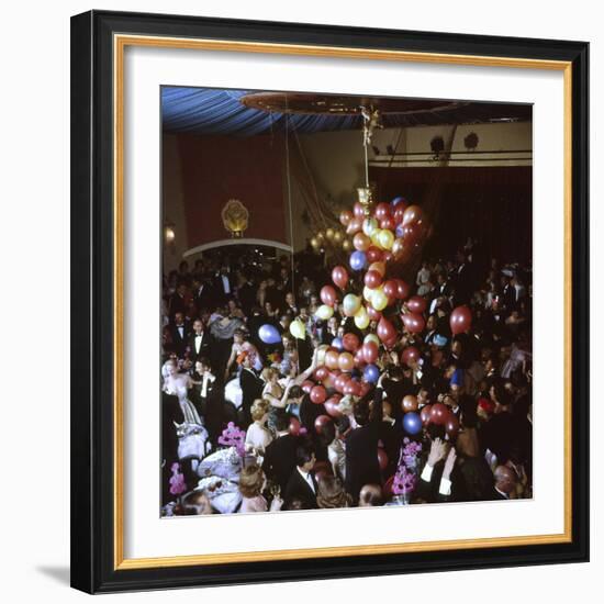 Balloons Dropping on Guests During New Year's Eve Celebration at Palace Hotel-Loomis Dean-Framed Photographic Print