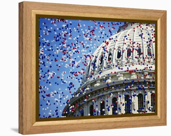 Balloons Floating over U.S. Capitol Dome-Joseph Sohm-Framed Premier Image Canvas