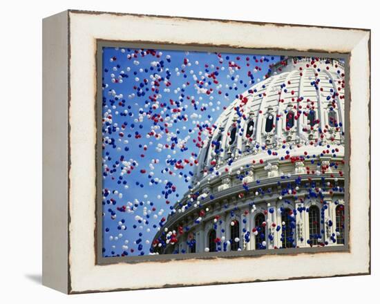 Balloons Floating over U.S. Capitol Dome-Joseph Sohm-Framed Premier Image Canvas