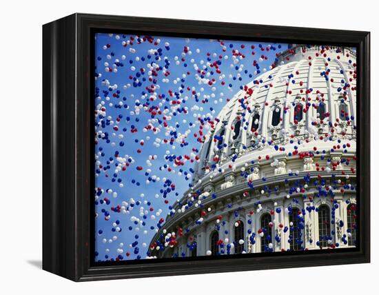 Balloons Floating over U.S. Capitol Dome-Joseph Sohm-Framed Premier Image Canvas