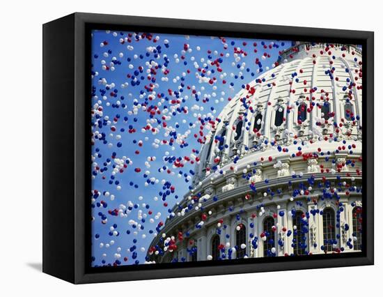 Balloons Floating over U.S. Capitol Dome-Joseph Sohm-Framed Premier Image Canvas