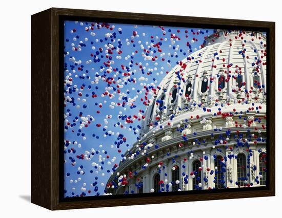 Balloons Floating over U.S. Capitol Dome-Joseph Sohm-Framed Premier Image Canvas