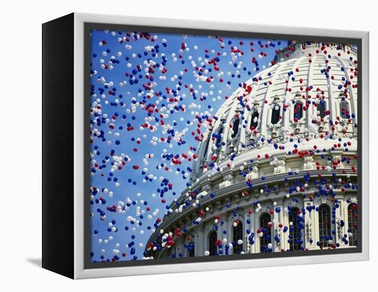 Balloons Floating over U.S. Capitol Dome-Joseph Sohm-Framed Premier Image Canvas