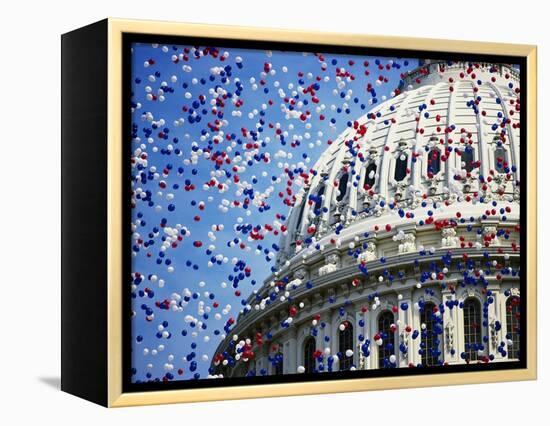 Balloons Floating over U.S. Capitol Dome-Joseph Sohm-Framed Premier Image Canvas