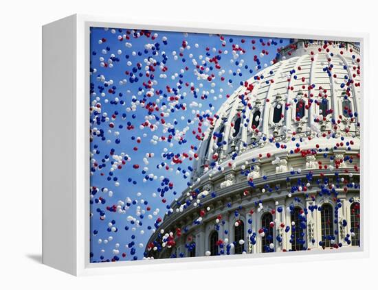 Balloons Floating over U.S. Capitol Dome-Joseph Sohm-Framed Premier Image Canvas