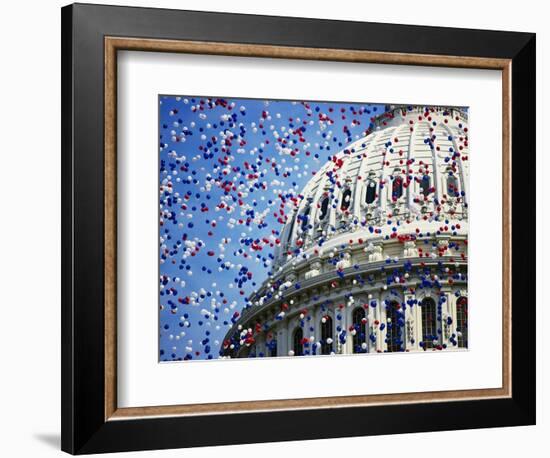 Balloons Floating over U.S. Capitol Dome-Joseph Sohm-Framed Photographic Print