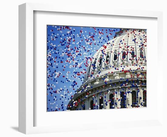 Balloons Floating over U.S. Capitol Dome-Joseph Sohm-Framed Photographic Print