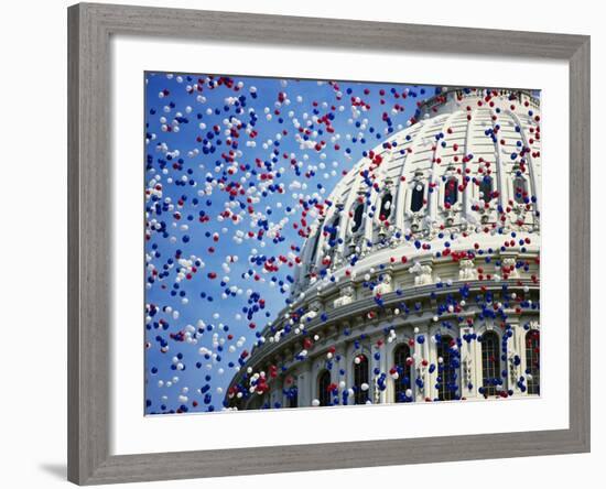 Balloons Floating over U.S. Capitol Dome-Joseph Sohm-Framed Photographic Print