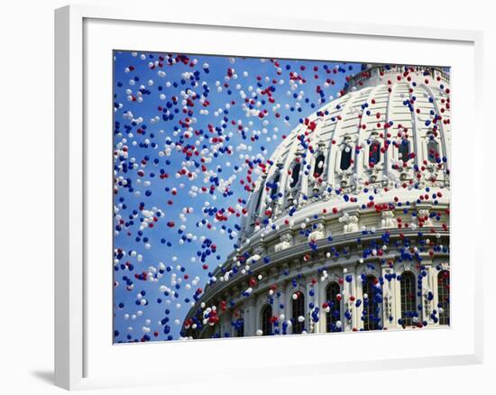Balloons Floating over U.S. Capitol Dome-Joseph Sohm-Framed Photographic Print