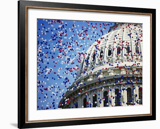 Balloons Floating over U.S. Capitol Dome-Joseph Sohm-Framed Photographic Print