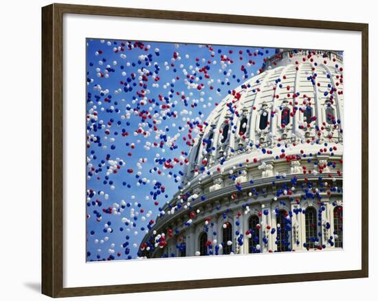 Balloons Floating over U.S. Capitol Dome-Joseph Sohm-Framed Photographic Print