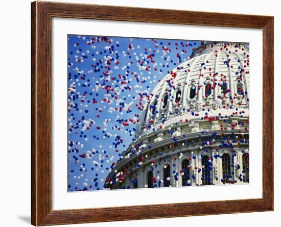 Balloons Floating over U.S. Capitol Dome-Joseph Sohm-Framed Photographic Print