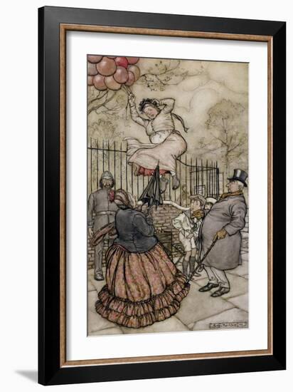 Balloons, Illustration from 'Peter Pan in Kensington Gardens', by J.M Barrie, Published 1906-Arthur Rackham-Framed Giclee Print