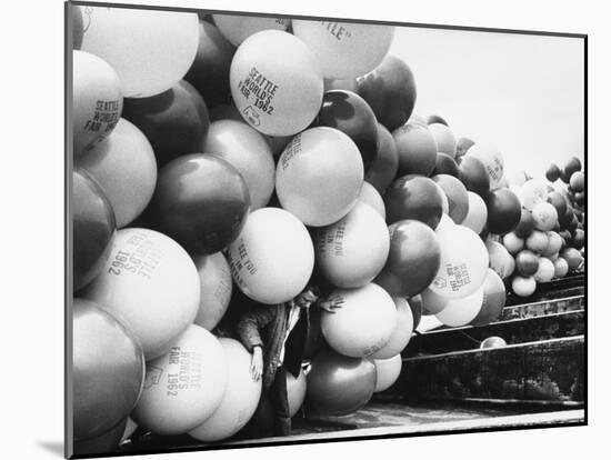 Balloons Lying on Ground Prior to Release-Ralph Crane-Mounted Photographic Print