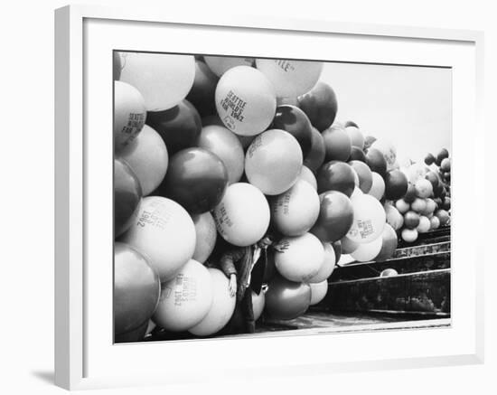 Balloons Lying on Ground Prior to Release-Ralph Crane-Framed Photographic Print