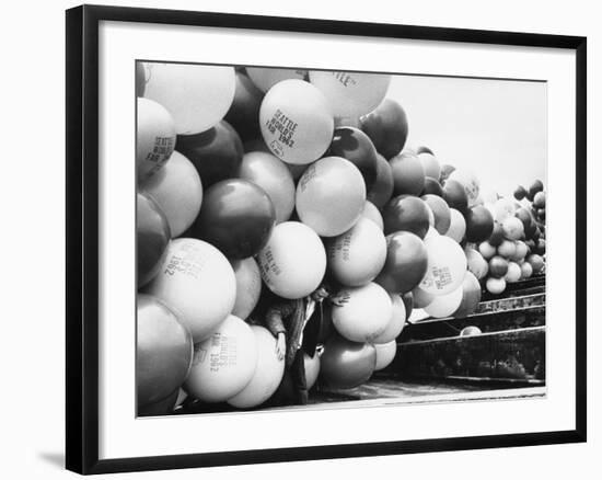Balloons Lying on Ground Prior to Release-Ralph Crane-Framed Photographic Print