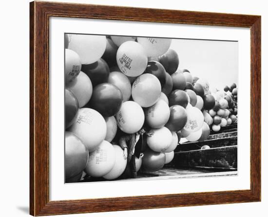 Balloons Lying on Ground Prior to Release-Ralph Crane-Framed Photographic Print