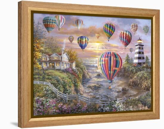 Balloons over Cottage Cove-Nicky Boehme-Framed Premier Image Canvas