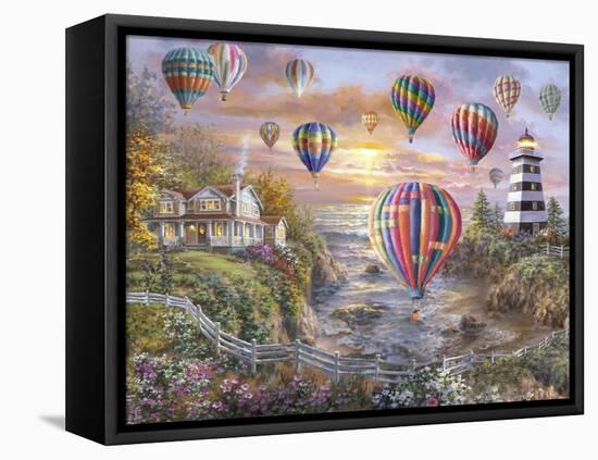 Balloons over Cottage Cove-Nicky Boehme-Framed Premier Image Canvas