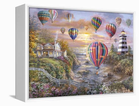 Balloons over Cottage Cove-Nicky Boehme-Framed Premier Image Canvas