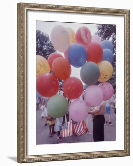 Balloons Sold by Man to People Watching Events, Kosygin's Second Visit to Glassboro, New Jersey-Art Rickerby-Framed Photographic Print