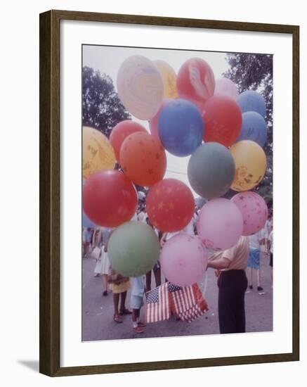 Balloons Sold by Man to People Watching Events, Kosygin's Second Visit to Glassboro, New Jersey-Art Rickerby-Framed Photographic Print