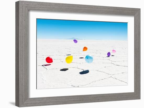 Balloons Three, Salar de Uyuni, Bolivia-Richard Silver-Framed Photographic Print