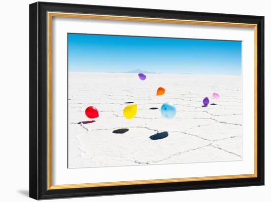 Balloons Three, Salar de Uyuni, Bolivia-Richard Silver-Framed Photographic Print