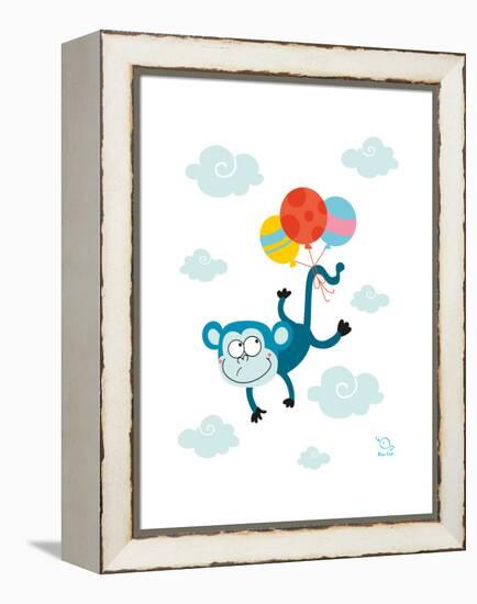 Ballooony Chimp-Blue Fish-Framed Stretched Canvas