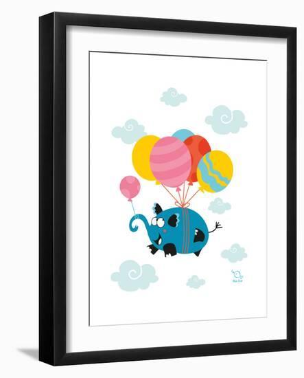 Ballooony Ellie-Blue Fish-Framed Art Print