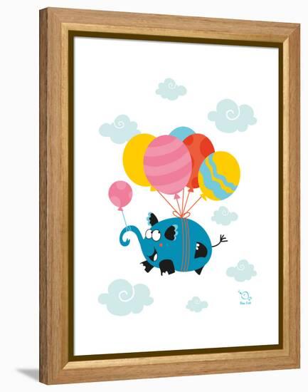 Ballooony Ellie-Blue Fish-Framed Stretched Canvas