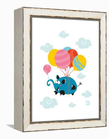 Ballooony Ellie-Blue Fish-Framed Stretched Canvas