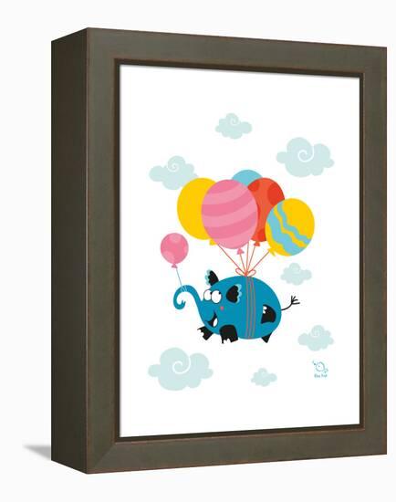 Ballooony Ellie-Blue Fish-Framed Stretched Canvas