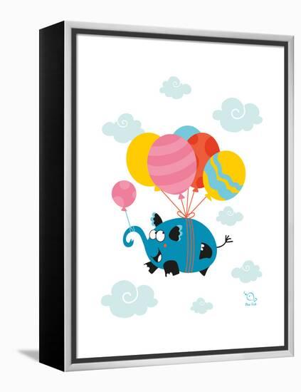 Ballooony Ellie-Blue Fish-Framed Stretched Canvas