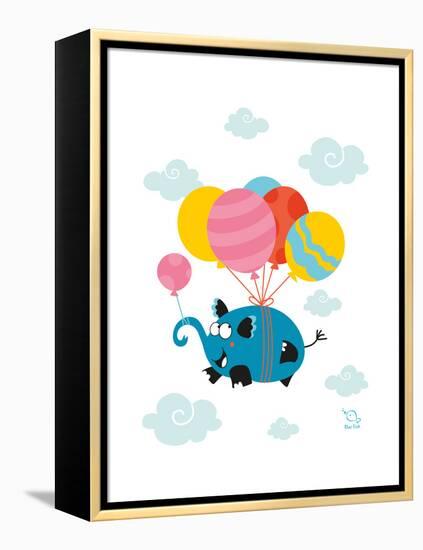 Ballooony Ellie-Blue Fish-Framed Stretched Canvas