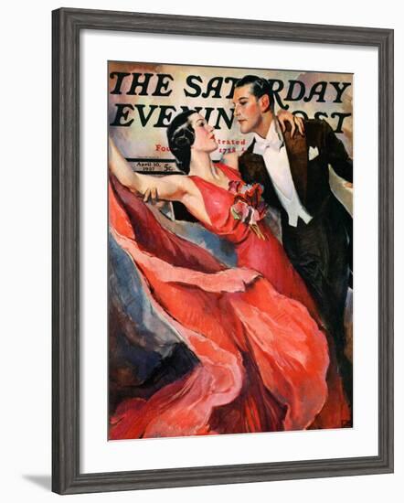 "Ballroom Dancing," Saturday Evening Post Cover, April 10, 1937-John LaGatta-Framed Giclee Print