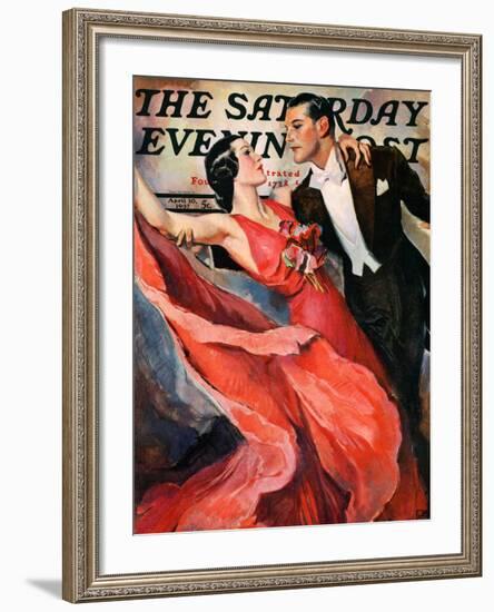 "Ballroom Dancing," Saturday Evening Post Cover, April 10, 1937-John LaGatta-Framed Giclee Print