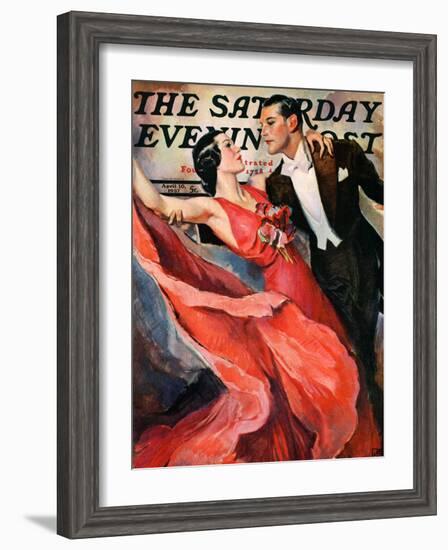 "Ballroom Dancing," Saturday Evening Post Cover, April 10, 1937-John LaGatta-Framed Giclee Print