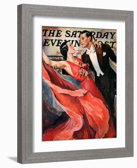 "Ballroom Dancing," Saturday Evening Post Cover, April 10, 1937-John LaGatta-Framed Giclee Print