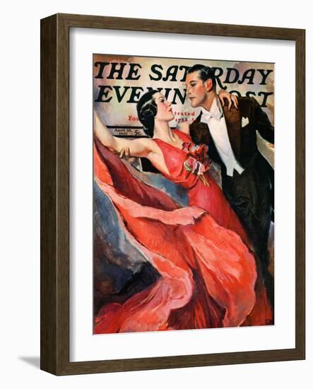 "Ballroom Dancing," Saturday Evening Post Cover, April 10, 1937-John LaGatta-Framed Giclee Print