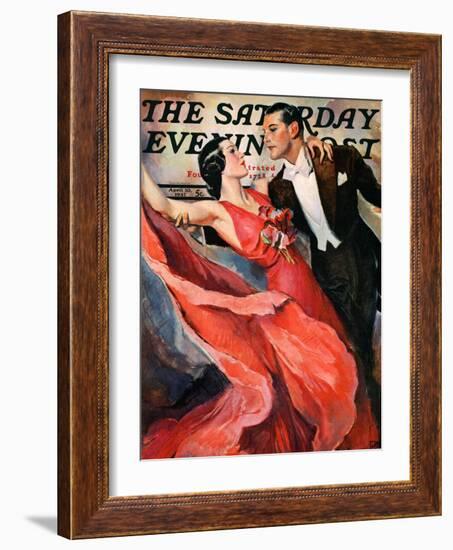 "Ballroom Dancing," Saturday Evening Post Cover, April 10, 1937-John LaGatta-Framed Giclee Print