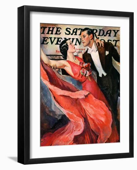 "Ballroom Dancing," Saturday Evening Post Cover, April 10, 1937-John LaGatta-Framed Giclee Print