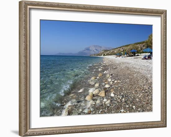 Balos Beach and Mount Kerketeas, Ormos Koumeikon, Samos, Aegean Islands, Greece-Stuart Black-Framed Photographic Print