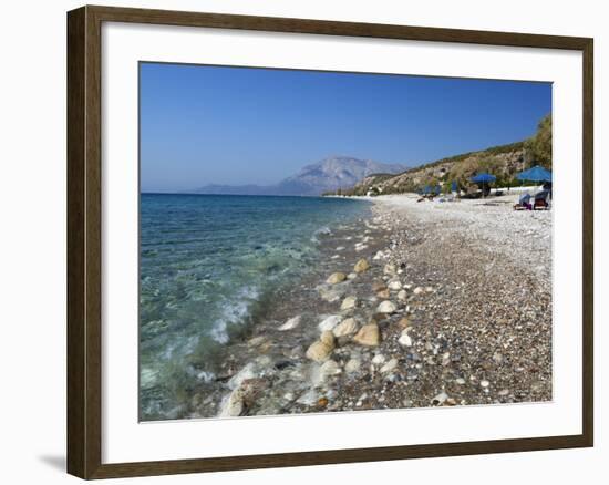 Balos Beach and Mount Kerketeas, Ormos Koumeikon, Samos, Aegean Islands, Greece-Stuart Black-Framed Photographic Print