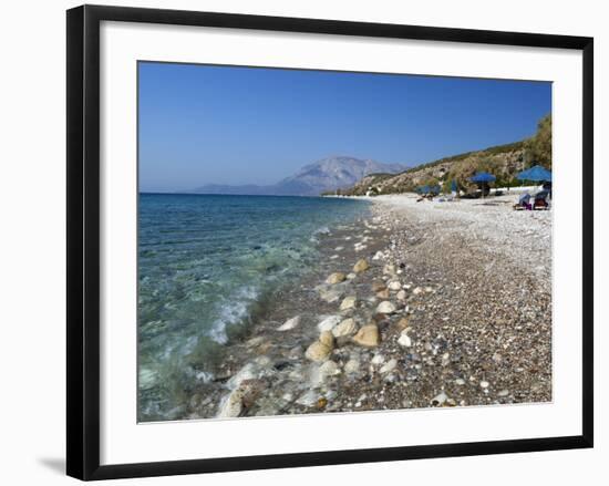 Balos Beach and Mount Kerketeas, Ormos Koumeikon, Samos, Aegean Islands, Greece-Stuart Black-Framed Photographic Print